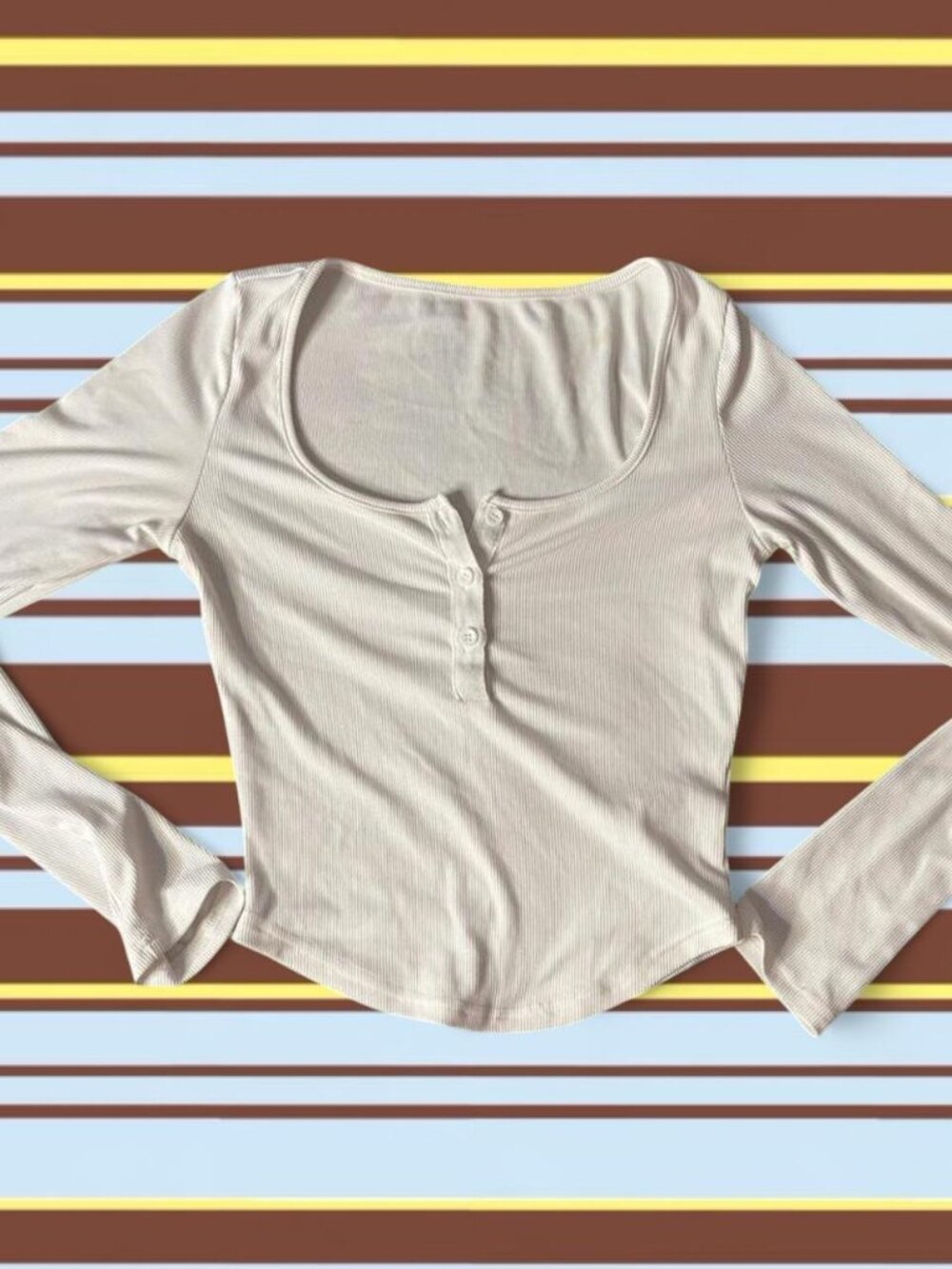white cropped henley